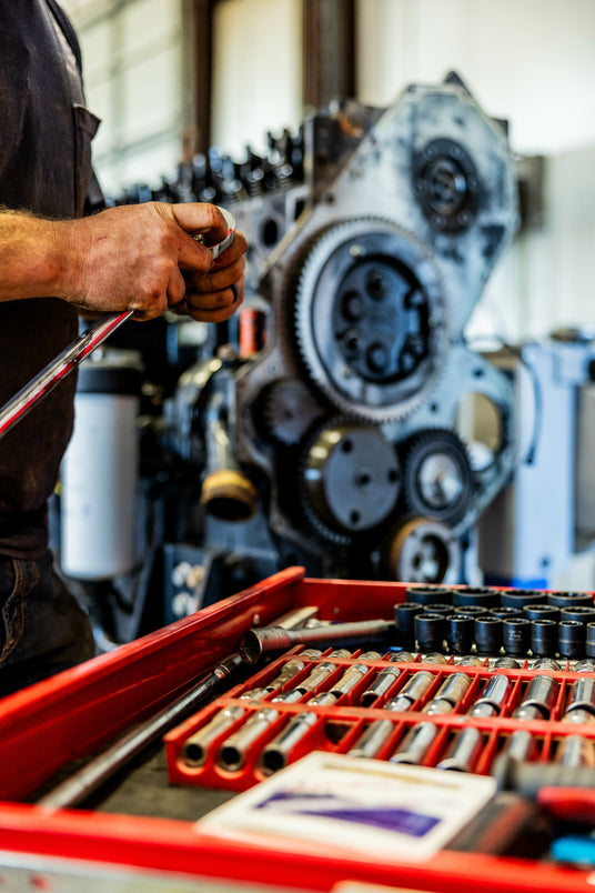 Diesel Engine Block Being Repaired