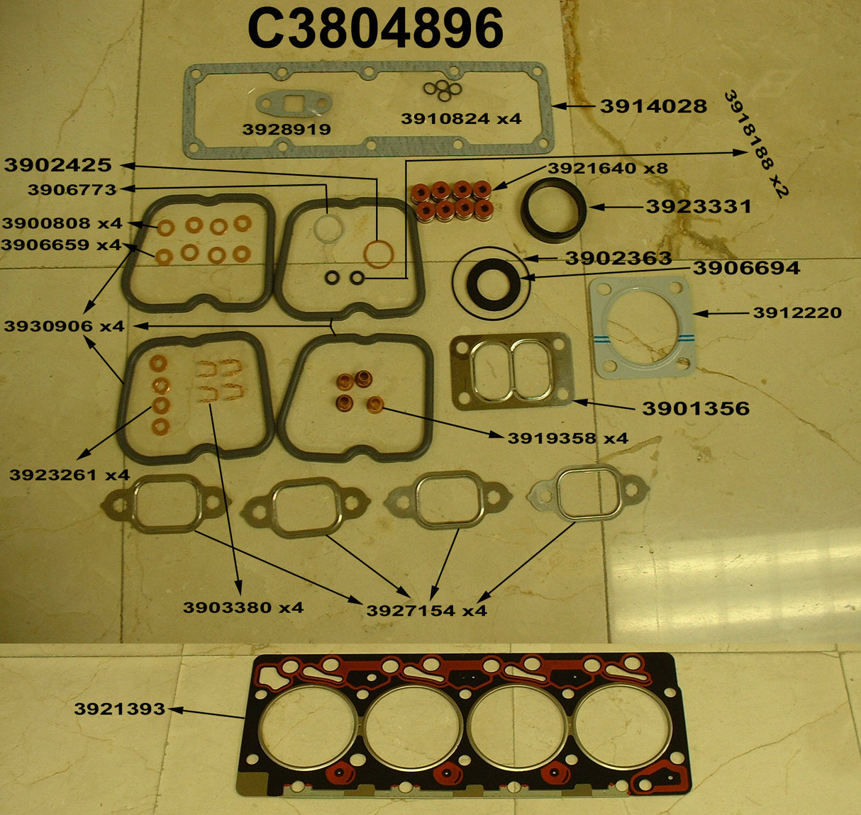 C3804896Cummins 4B 3.9 HEAD GASKET SET - Default Title (c3804896)